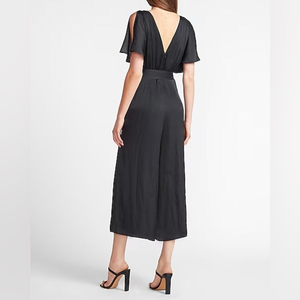 Express Satin Flutter Sleeve Culotte Jumpsuit